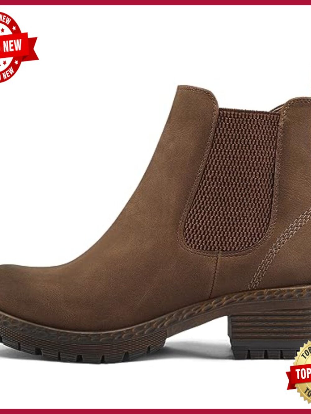 Women's Chelsea Ankle Boots Side Zipper Chunky Block Low Heel Lug Sole Short - Picture 6 of 7
